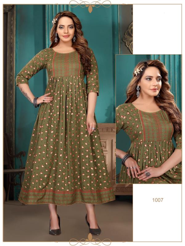 Golden Elvi V 1 Rayon Designer Plus Size Kurti Collection